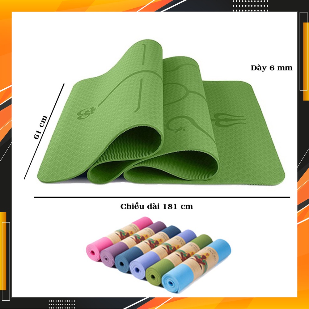 Thảm Tập Yoga Định Tuyến 2 lớp 6 mm cao cấp, gấp gọn, du lịch tiện lợi Chính Hãng Eros Store