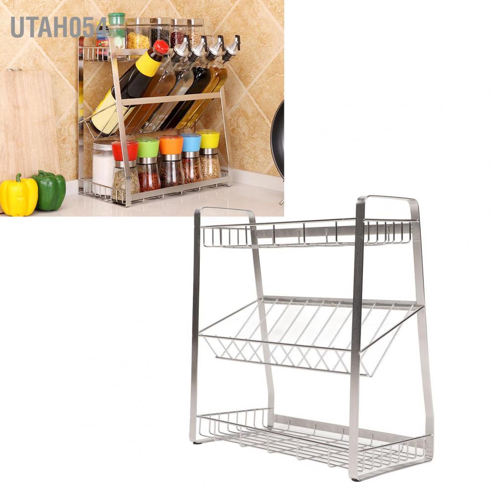 Giá Đỡ Gia Vị Bằng Thép Không Gỉ 3 Tầng Sắp Xếp Gọn Gàng Cho Nhà Bếp