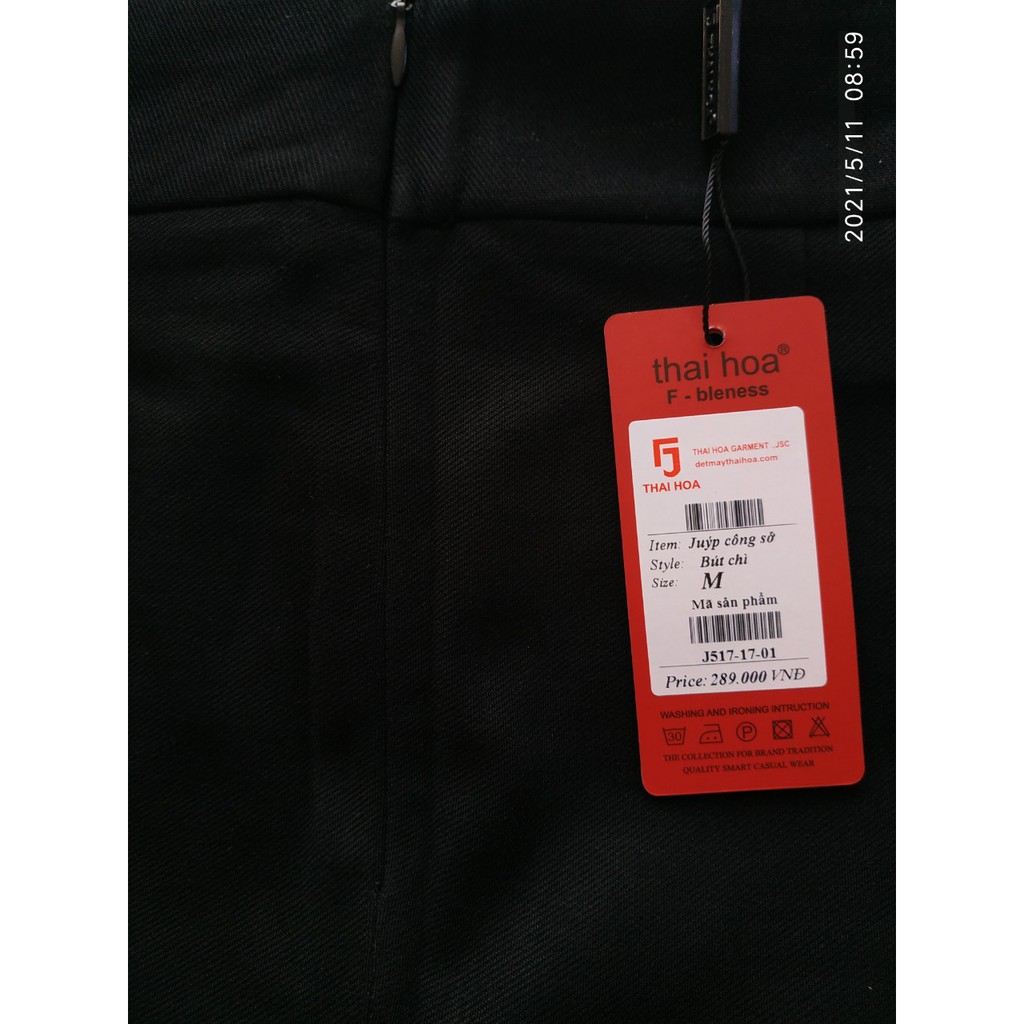 Chân váy Thái Hòa chất đẹp co giãn màu đen trơn J281-17 và đen thêu trang trí J517-17