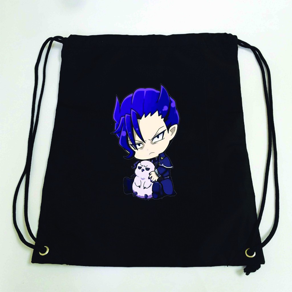 Balo dây rút đen in hình Mairimashita! Iruma-kun IRUMA GIÁ ĐÁO anime chibi túi rút đi học xinh xắn thời trang