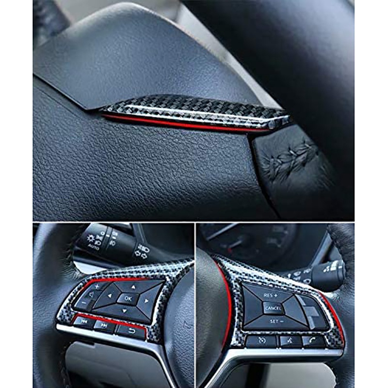 Khung Trang Trí Vô Lăng Bằng Sợi Carbon Cho Nissan Rogue Altima Sentra Kicks LEAF Versa