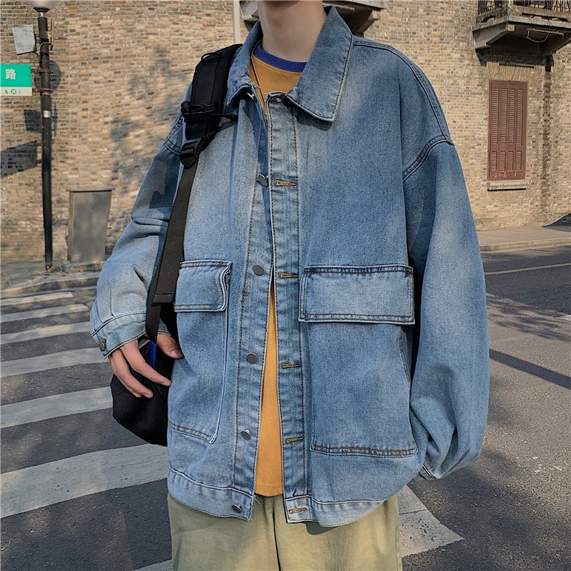 ✶△Áo Khoác Jean UNISEX Form Rộng Nam Nữ, khoác bò denim phong cách Hàn Quốc ;