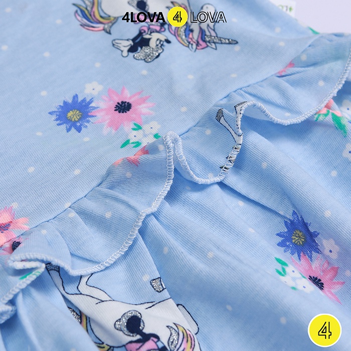 Váy thun cotton cho bé gái 4LOVA  chất cotton mềm mại thấm hút mồ hôi xinh xắn hàng chính hãng