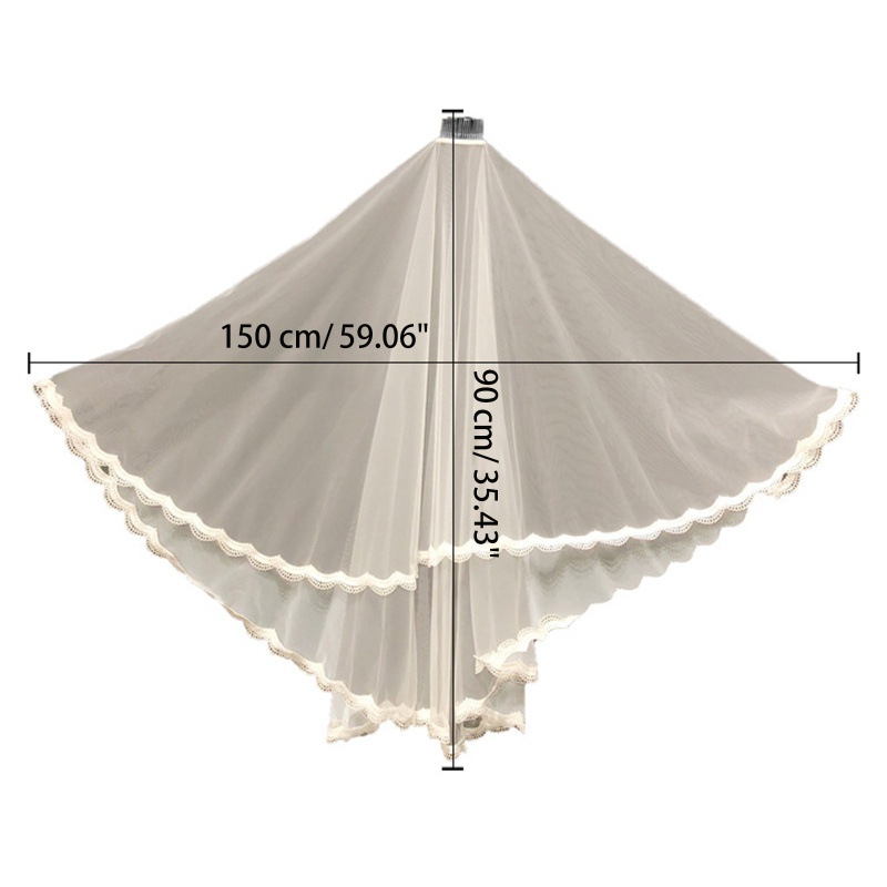 Mạng Che Mặt Với Lược Kim Loại 2 Tầng Vải Tuyn Ren Cho Cô Dâu