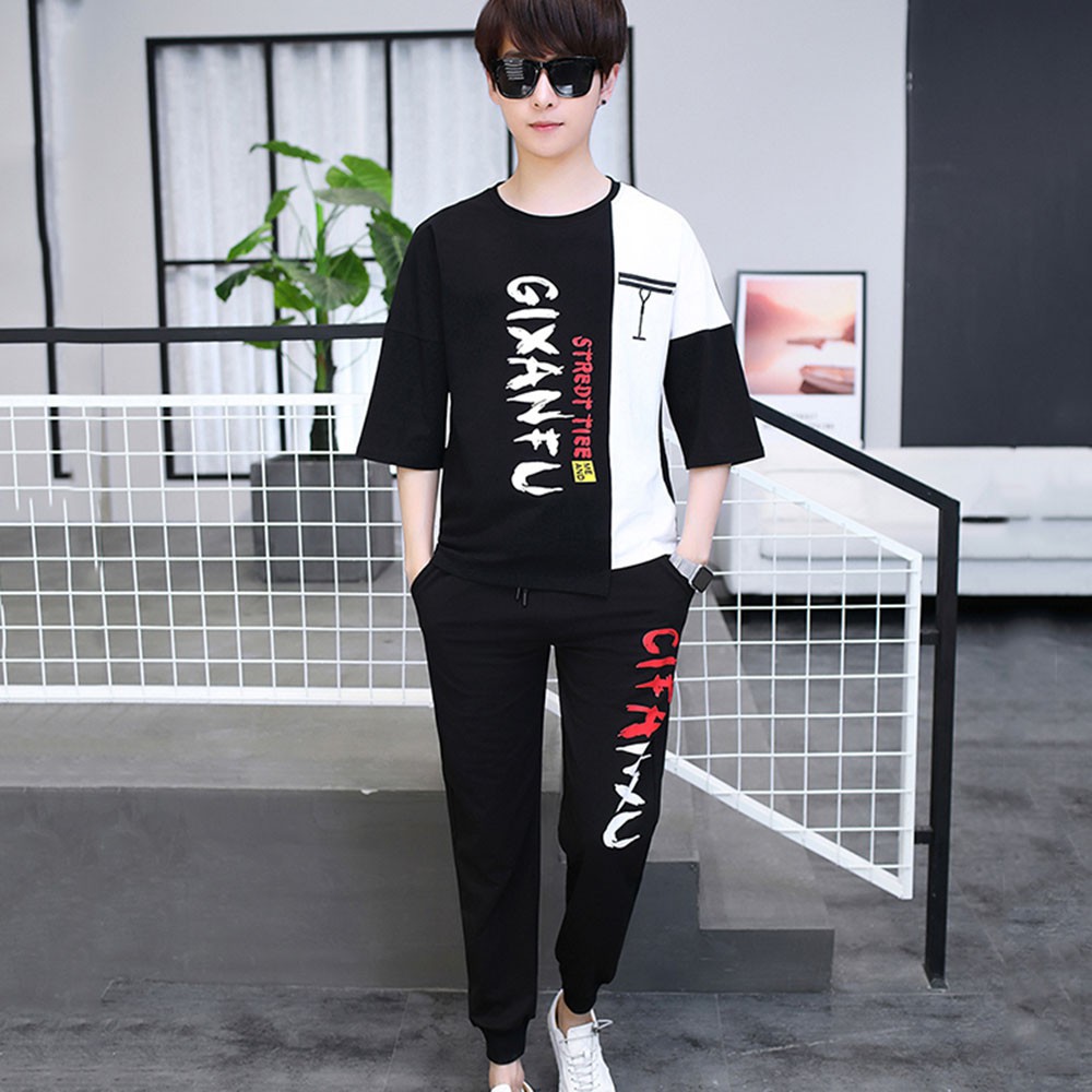Bộ Đồ Thun Nam Thể Thao Mùa Hè Tay Ngắn Kết Hợp Quần Dài Họa Tiết Chữ GiFanXu Trẻ Trung SET NAM 9000026C2 | BigBuy360 - bigbuy360.vn