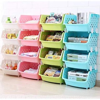 Kệ Rổ Nhựa 4 Tầng Đựng Đồ Đa Năng Cao Cấp - Ko Nắp Có Lỗ Thông Thoáng- Có Thể Tháo Rời (Giao Màu Ngẫu Nhiên)