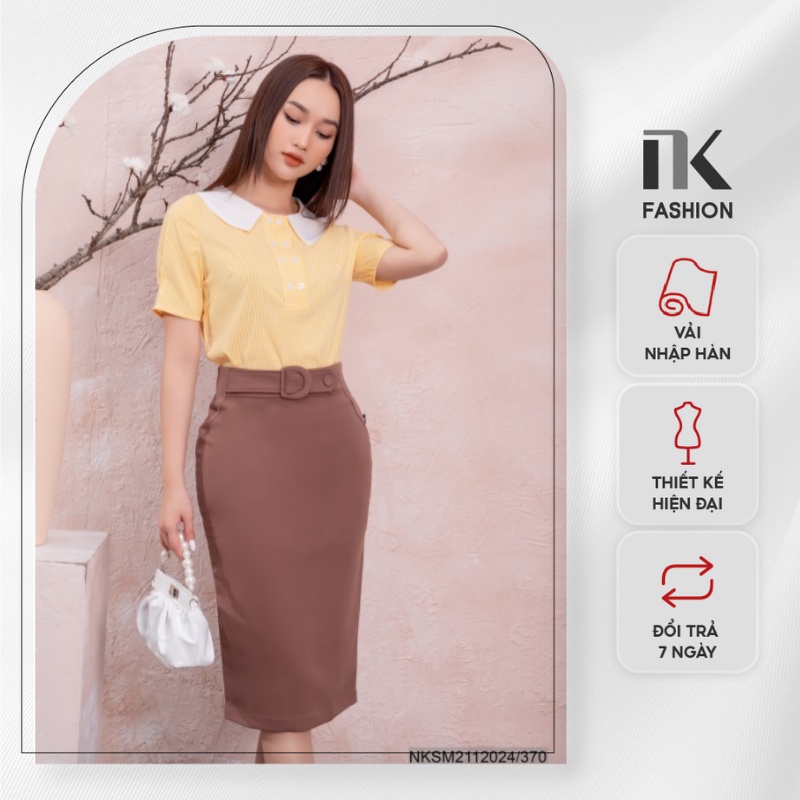 Áo Sơ Mi Nữ NK Fashion Thiết Kế Cổ Sen Phối Bèo Tay Lỡ Chất Vải Nhập Hàn Cao Cấp NKSM2112024