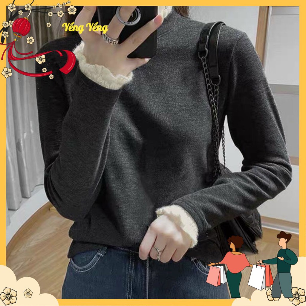 ANU37 - ÁO NỮ LENZIP CỔ TAY PHỐI REN