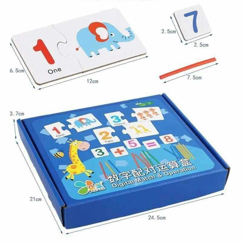 Bộ Thẻ Học Ghép Số Kèm Que Tính Giúp Bé Học Đếm - Đồ Chơi Toán Học Montessori cho bé 2,3,4,5,6