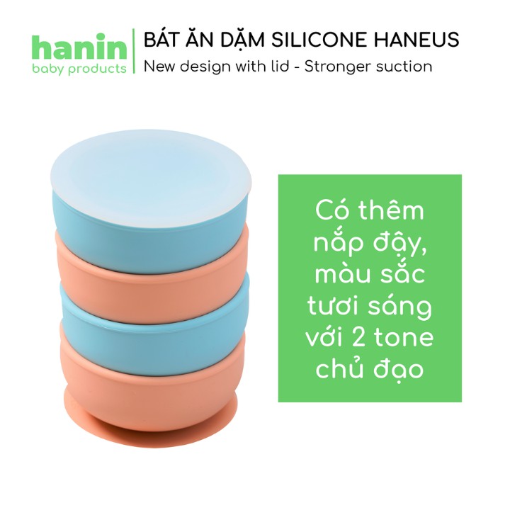 Chén ăn dặm bát ăn dặm cho bé silicon Hanin chống trượt