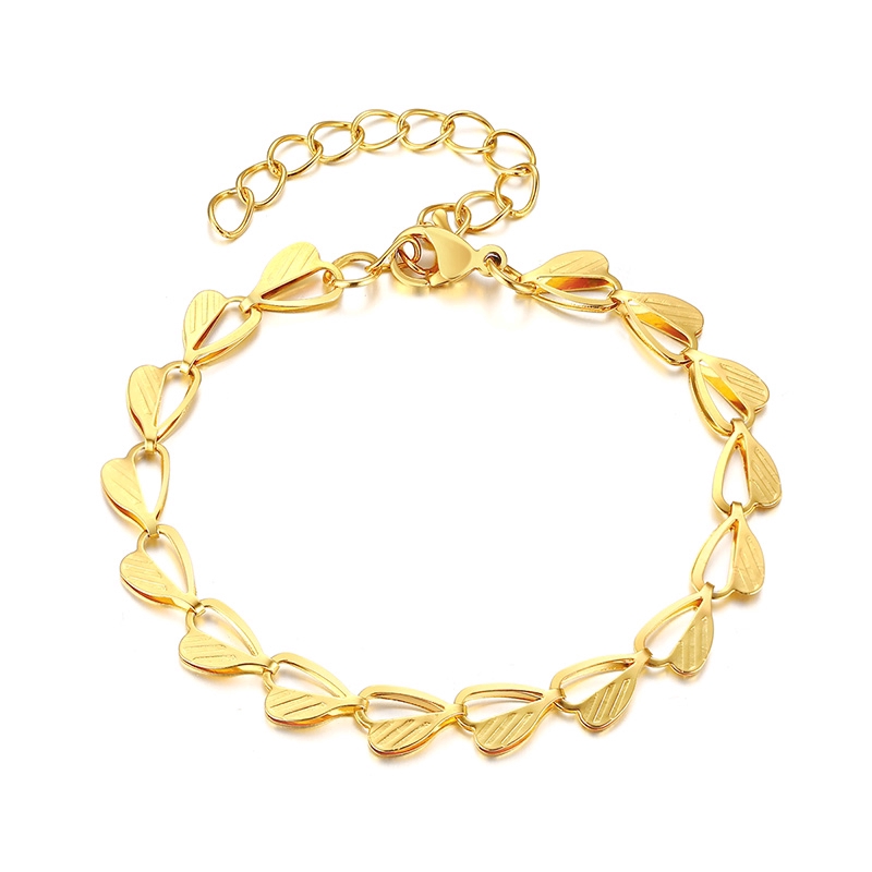 Vnox Gold Plated Stainless Steel Leaf Bracelet for Women