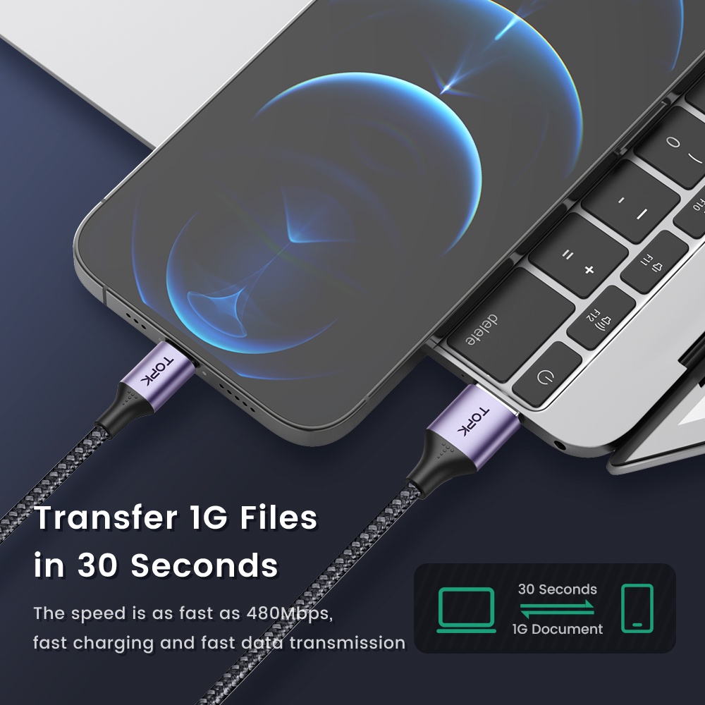 Dây Cáp Sạc micro usb type c Bằng nylon Bện An Toàn Cho Điện Thoại 1m 2m topk an10 3a