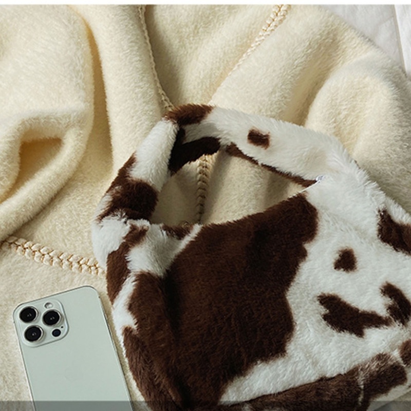 Túi Tote Đeo Vai Bằng Vải Bông In Họa Tiết Bò Sữa Thời Trang Thu Đông Dành Cho Bạn Nữ