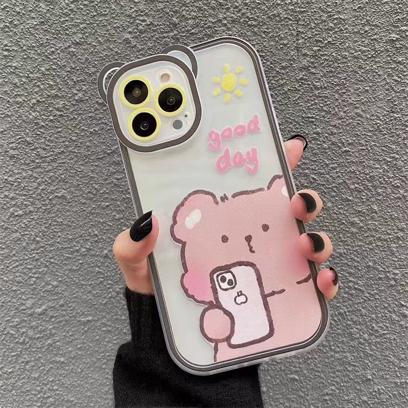 Ốp Điện Thoại Silicon Trong Suốt Hình Gấu Dễ Thương Cho iPhone 13/12 Pro Max Case/11/ XS/ XR/ X/ 8/ 7/ 6S/ Plus Mini
