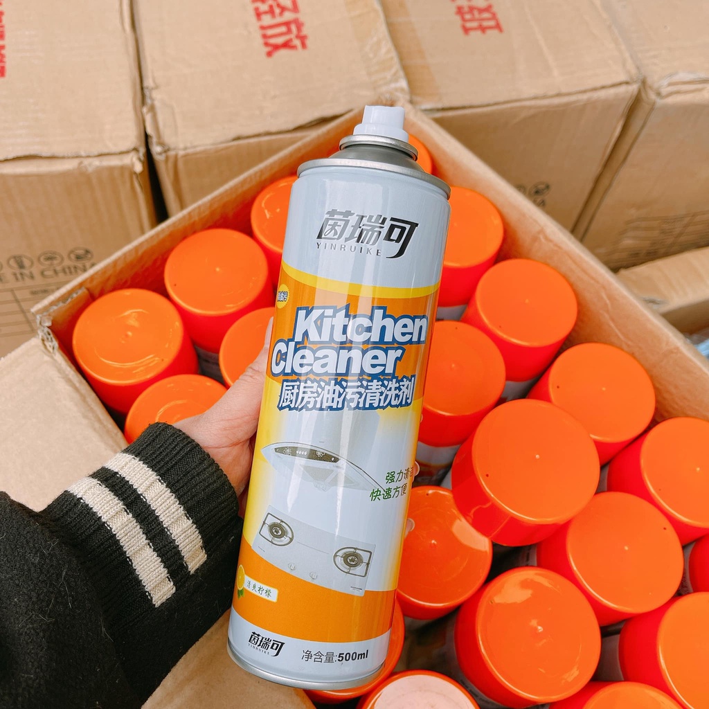 Bình xịt bọt tuyết tẩy rửa siêu sạch mầu cam kitchen cleaner nhà bếp 500ml