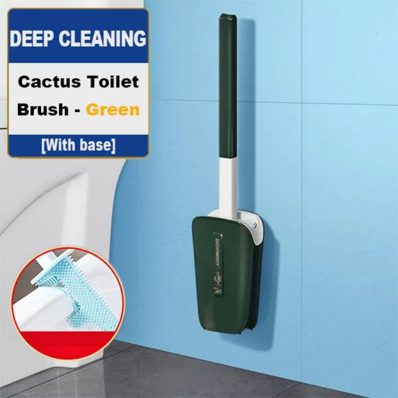 Bàn Chải Chà TToilet Bằng Silicon Mềm Có Giá Đỡ Xoay 360 Độ° Dụng Cụ Làm Sạch Sâu Linh Hoạt Không Chết