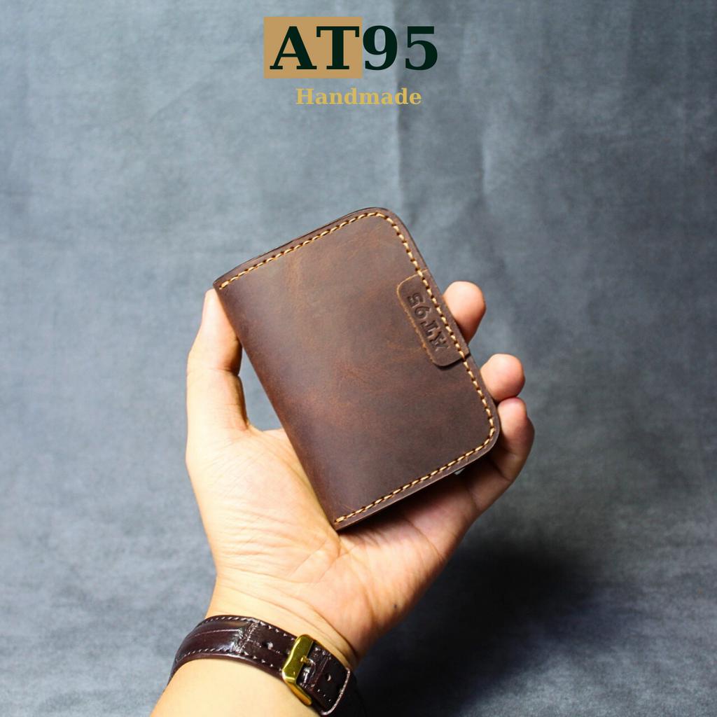 Ví đựng thẻ card holder da bò thật hàng thủ công 01 thương hiệu AT95 HANDMADE