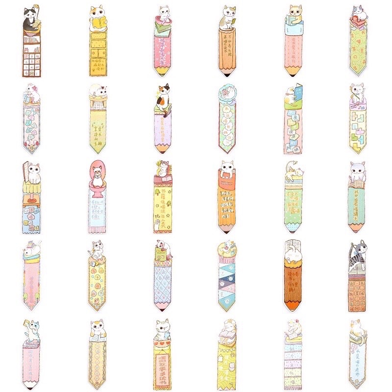 Set 30 Bookmark đánh dấu trang hình con mèo cute