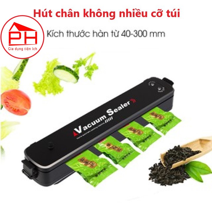 Máy hút chân không Vacuum Sealer bảo vệ thực phẩm đơn giản hiệu quả, kiêm máy hàn miệng túi - Tặng kèm 10 túi chân không