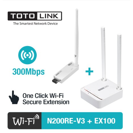 Bộ Phát WiFi TOTOLINK N200RE-V3 & Kích Sóng WiFi TOTOLINK EX100