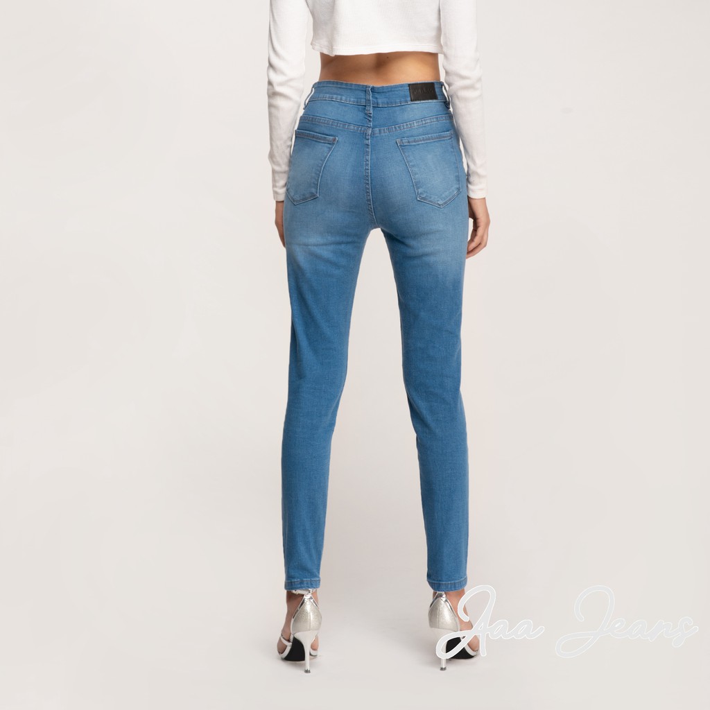 Quần Jean Nữ Dài Lưng Cao Dáng Skinny Xanh Biển Aaa Jeans | BigBuy360 - bigbuy360.vn