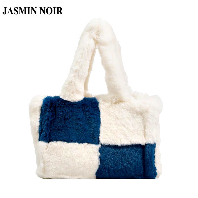Túi Xách JASMIN NOIR Đeo Vai Phủ Lông Màu Sắc Tương Phản Thời Trang Mùa Đông Dành Cho Nữ