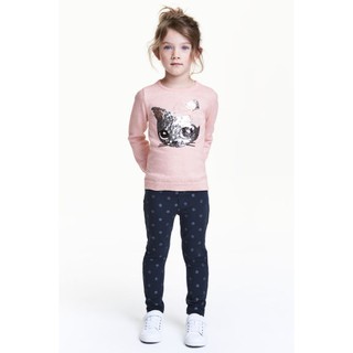 Quần dài bé gái  H&M Chính hãng Japan Mã 0434039003 Màu Dark blue / dot