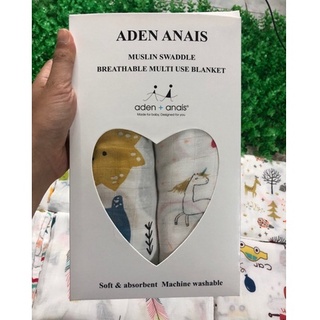 Hộp khăn aden anais sợi tre 2 lớp. Hộp mẫu trái tim 2 cái món quà tặng xịn xò  cho bé.