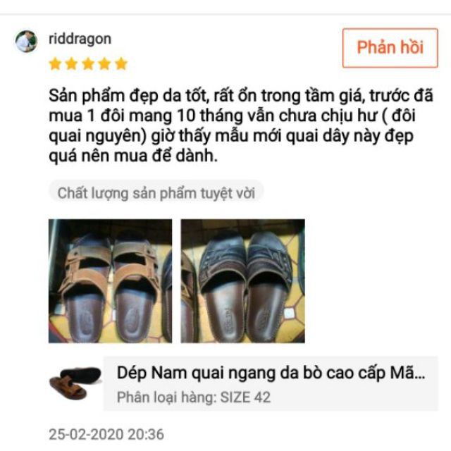 Dép Nam quai ngang da bò cao cấp Mã số V11- Màu Nâu A20 👑 👡 👞 👜 💼👑