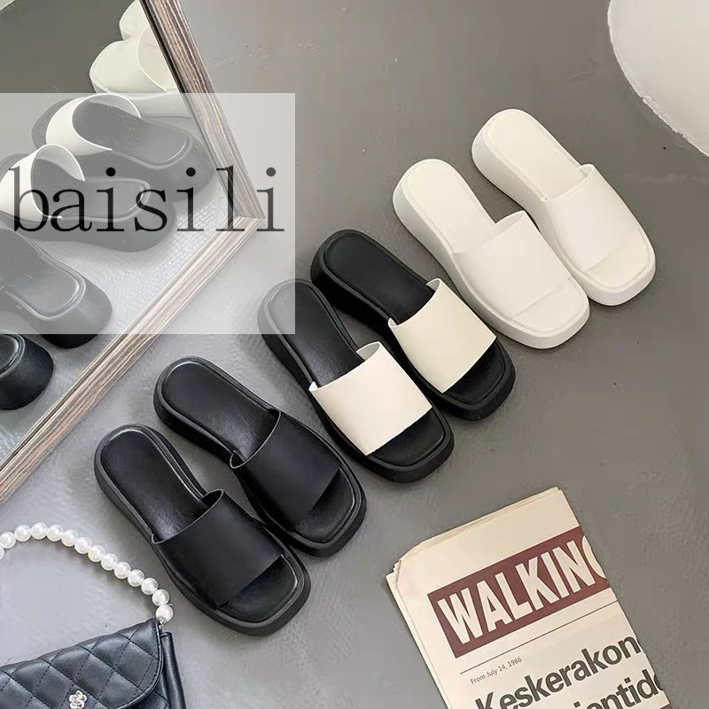 DÉP XUỒNG BAISILI - DÉP NỮ THỜI TRANG QUAI NGANG BẢN TO TRƠN NỮ TÍNH ĐẾ BẰNG BD211013