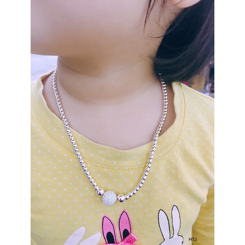 Vòng cổ bi bạc ta cho bé hình ảnh thực tế sắc nét