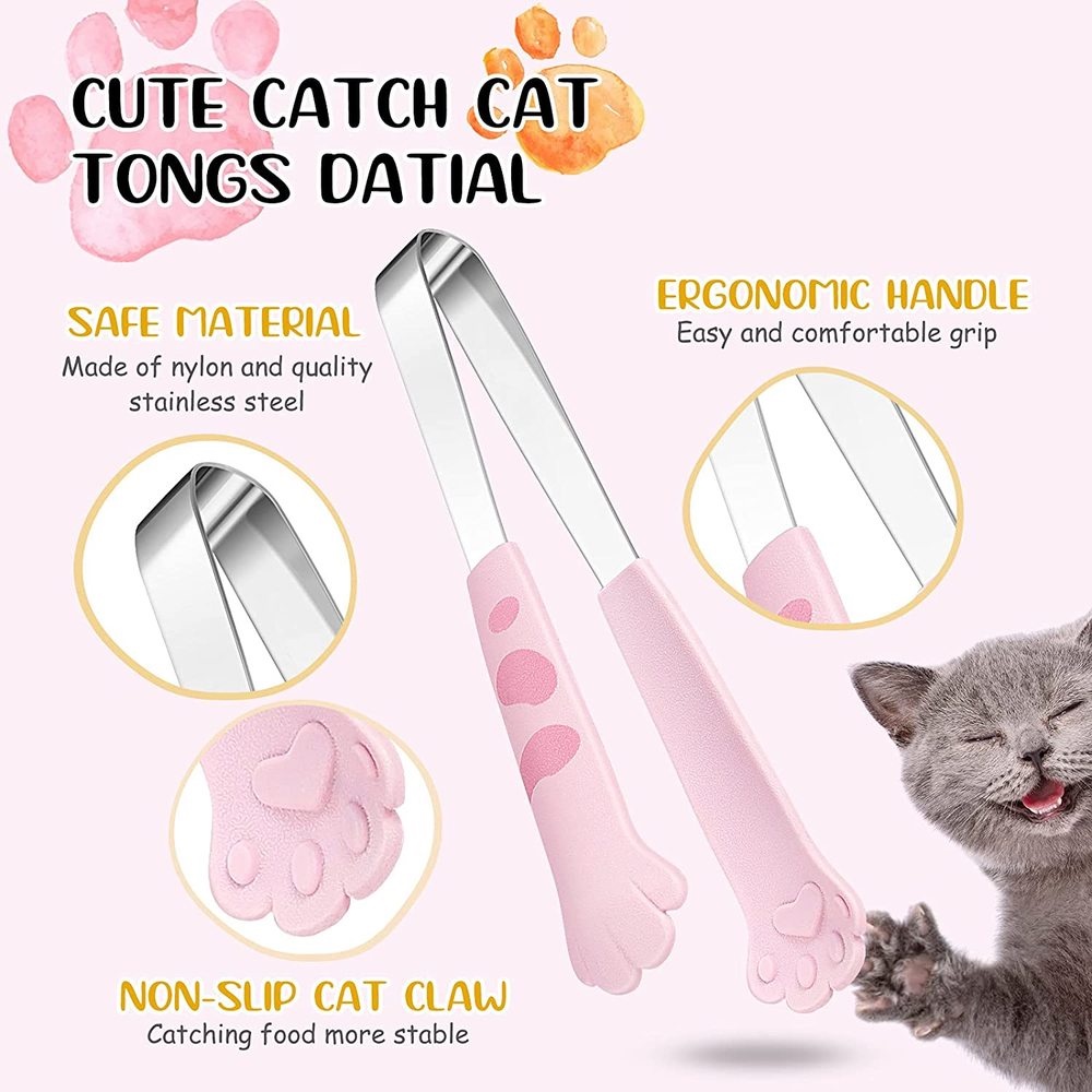 Kẹp Gắp Thức Ăn Cách Nhiệt Bằng Thép Không Gỉ Hình Chân Mèo Dễ Thương