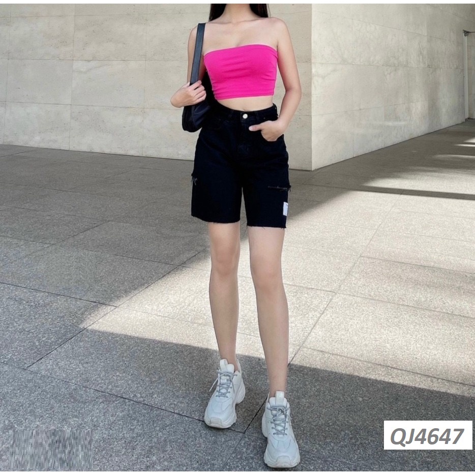 Quần Ngố Jeans Dáng Rộng - Rách Lưng Cao QJ4642