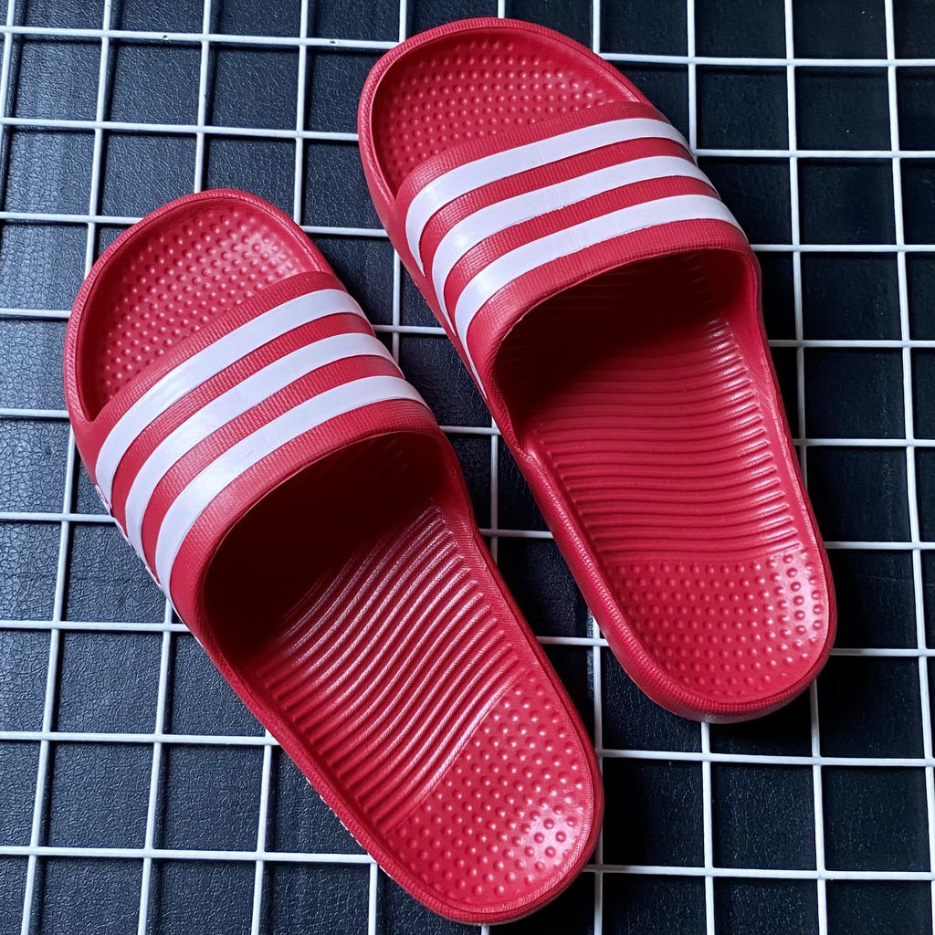 FULLBOX ( Hộp ADIDAS Đen ) - Dép Đúc Nam 3 Sọc Quai Ngang Hàng VNXK Mẫu 2020 ( Hình Thật ) - Dép Nam Đế Đỏ