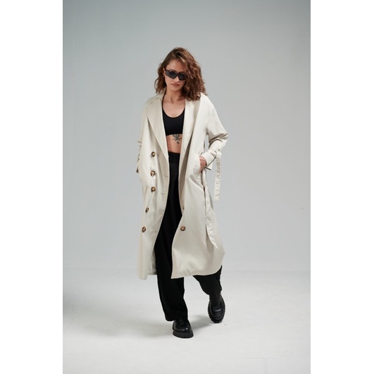 Áo khoác 2 hàng khuy- Kem | BigBuy360 - bigbuy360.vn