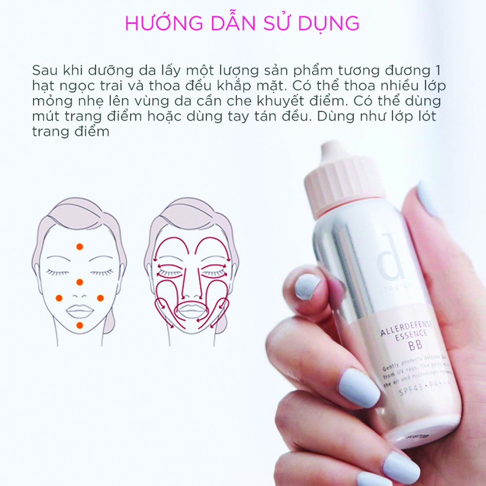 BB chống nắng trang điểm dProgram Allerdefense Essence BB tông tự nhiên 30ml SPF50+ PA+++