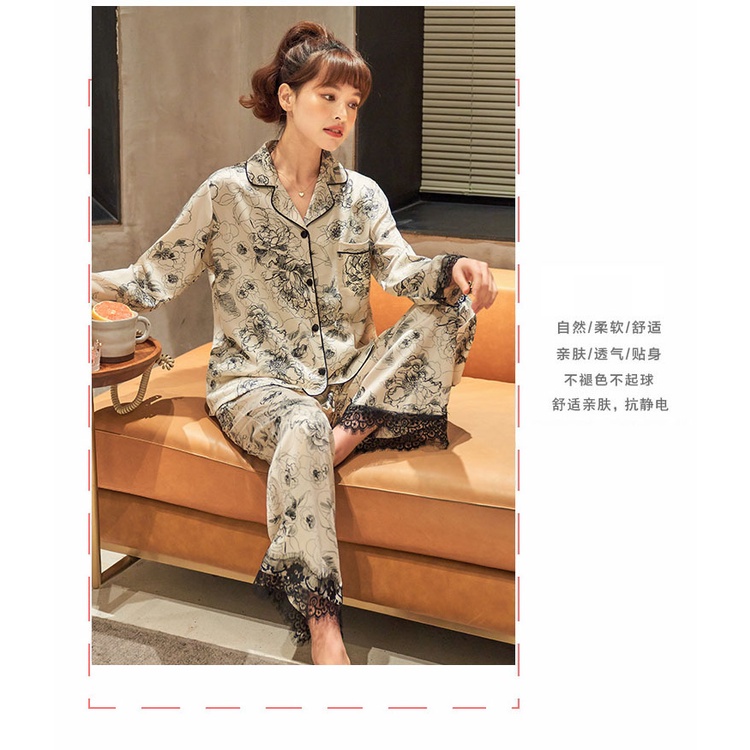 Đồ bộ nữ pijama mặc nhà lụa satin Quảng Châu cao cấp thoáng mát mềm mại H1H5