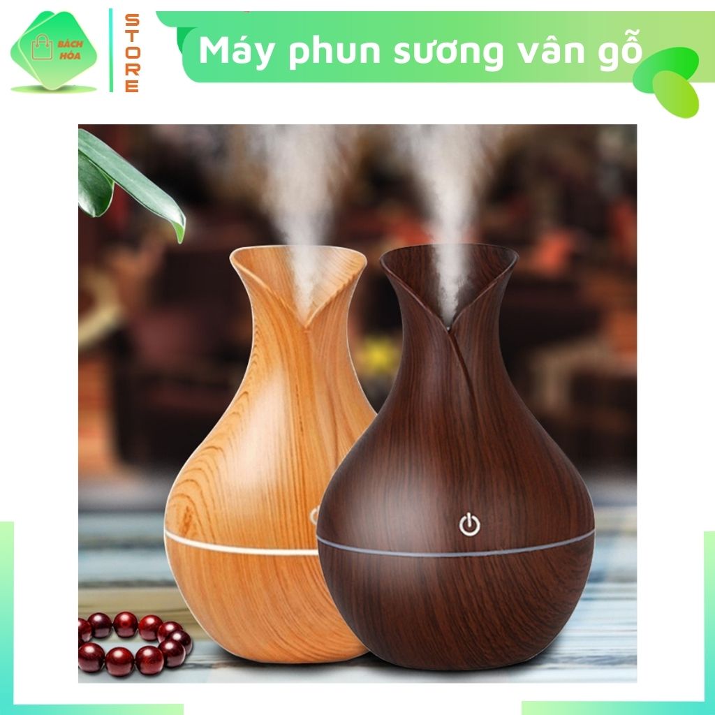 Máy Phun Tinh Dầu Vân Gỗ Cổ Cao, Máy Phun Sương Mini Tạo Độ Ẩm Cho Không Khí