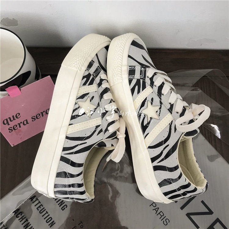 Giày Vải Canvas Đế Bằng Cột Dây In Hình Ngôi Sao Thời Trang Mùa Xuân Dành Cho Nữ | BigBuy360 - bigbuy360.vn