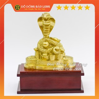 Tượng rắn bằng đồng vàng cao 11cm