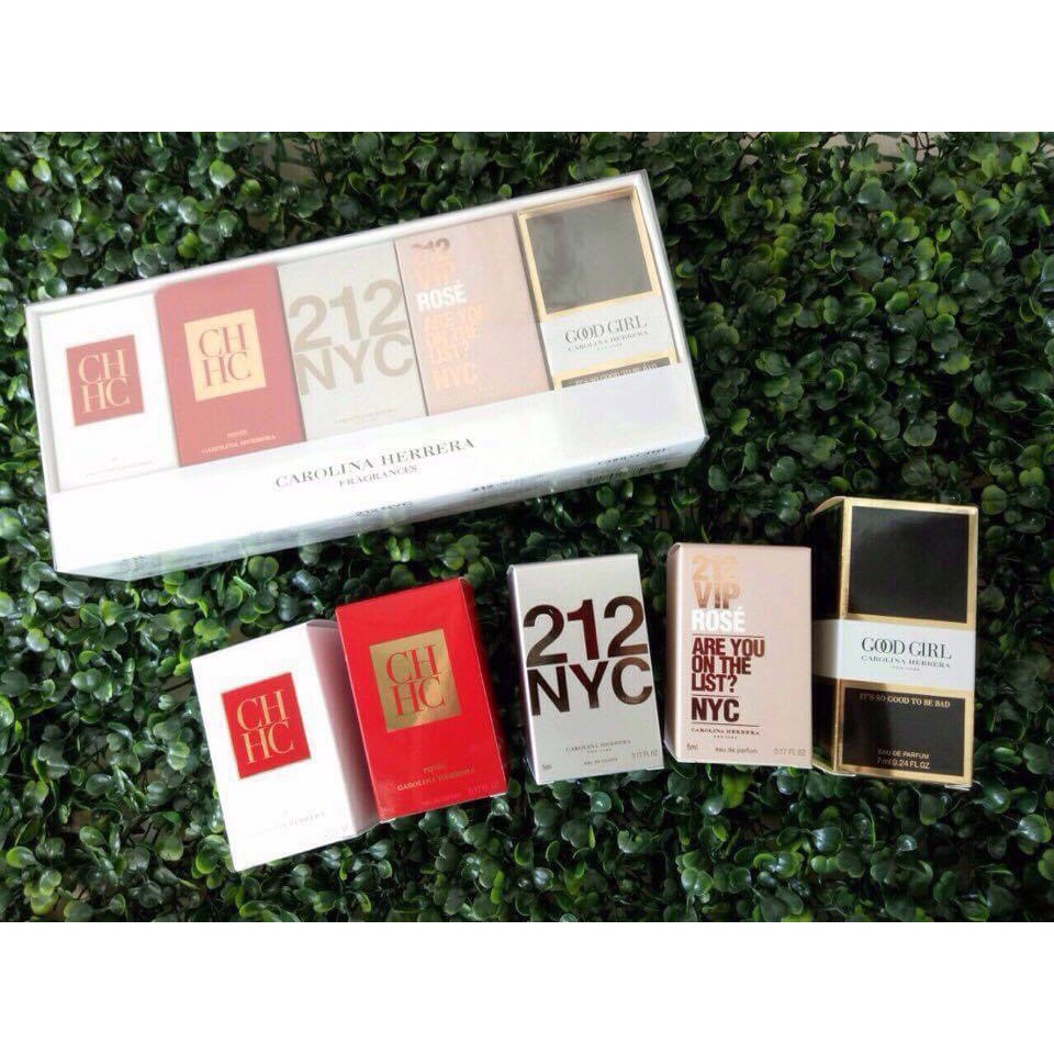 Set nước hoa mini Carolina Herera CH EDT + CH Privée EDP + 212 NYC EDP + 212 Vip Rose EDP + Good Girl EDP