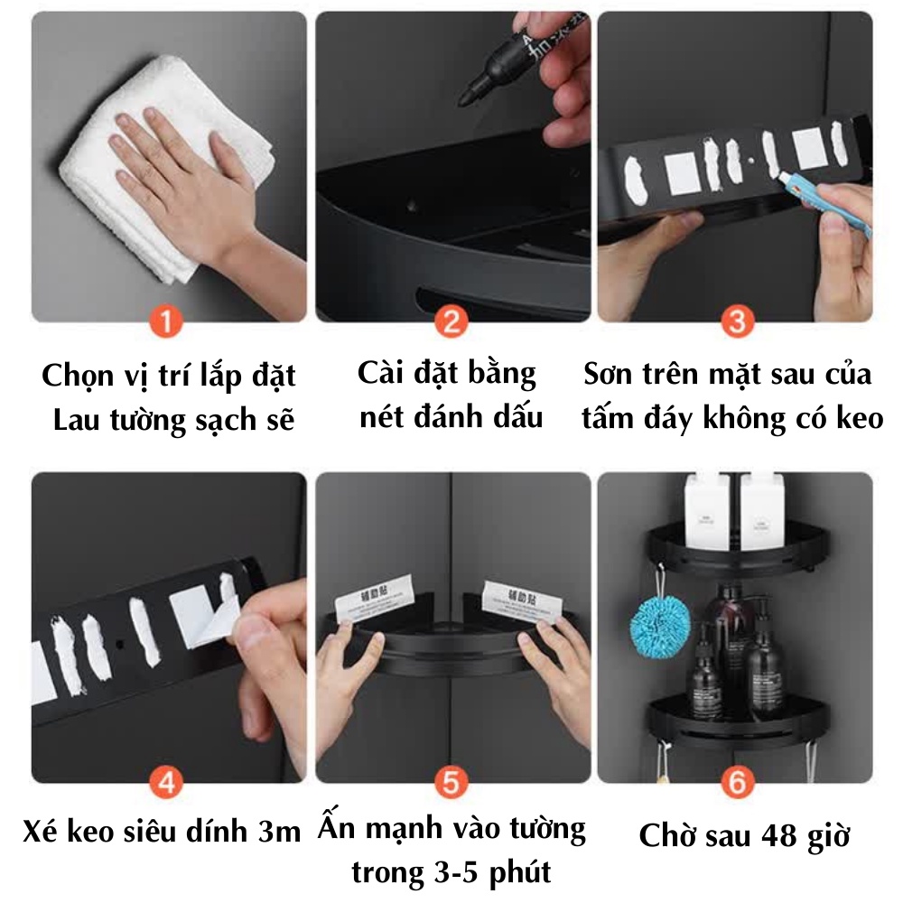 Kệ Góc Nhà Tắm , Kệ Góc Dán Tường Cao Cấp Tiết Kiệm Diện Tích ,Không Cần Khoan Đục ATILA SHOP