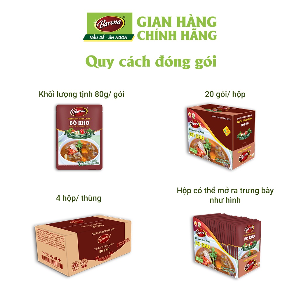 Gia Vị Bò Kho Barona 80g ướp ngon chuẩn vị không cần nêm nếm