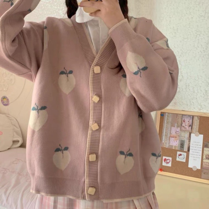 có sẵn taobao len trái đào hồng sweet pastel