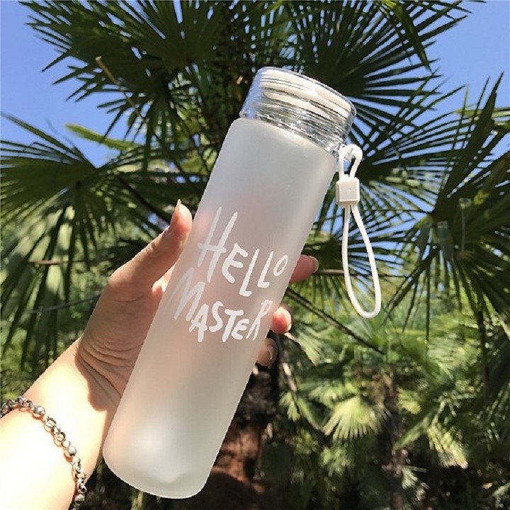 Bình Nước Thủy Tinh Hello Master 400ml  (Màu ngẫu nhiên)