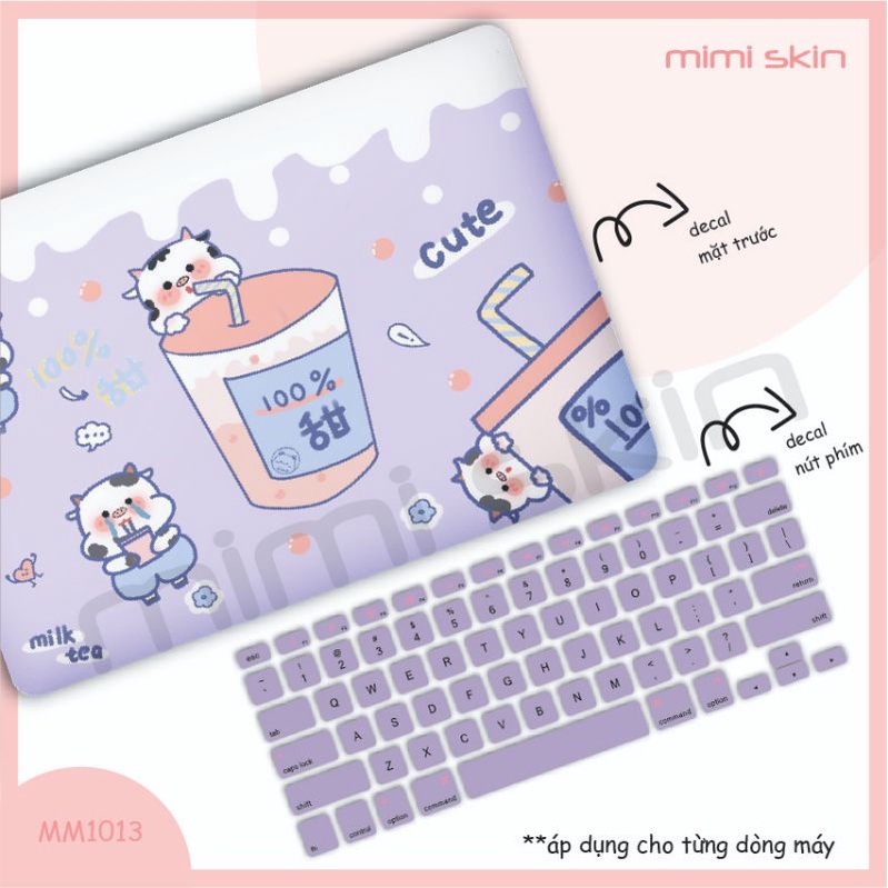 Miếng dán laptop Milk tea tím cắt theo từng đời máy cho dell/asus/hp/acer/macbook/lenovo hiệu