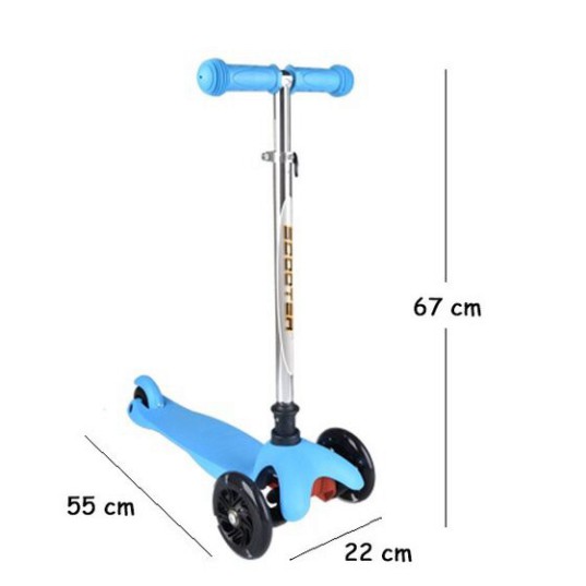 Xe scooter cho bé, xe trượt scooter trẻ em 3 bánh gấp gọn có đèn phát sáng Bỉm coco