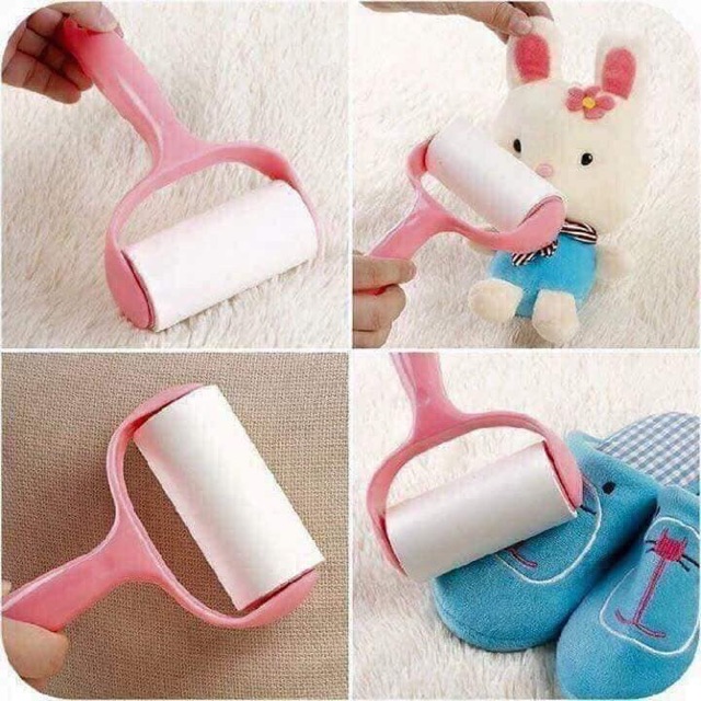 Cây Lăn Bụi Hồng Tặng Kèm 2 Lõi Thay Thế,Lăn Bụi Quần Áo Chăn Mềm,Thảm ,Lông Động Vật,Sợi Vải Thừa
