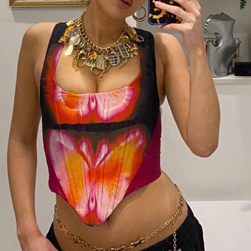 Áo Croptop Hai Dây In Họa Tiết Bươm Bướm Xinh Xắn Thời Trang Cho Nữ