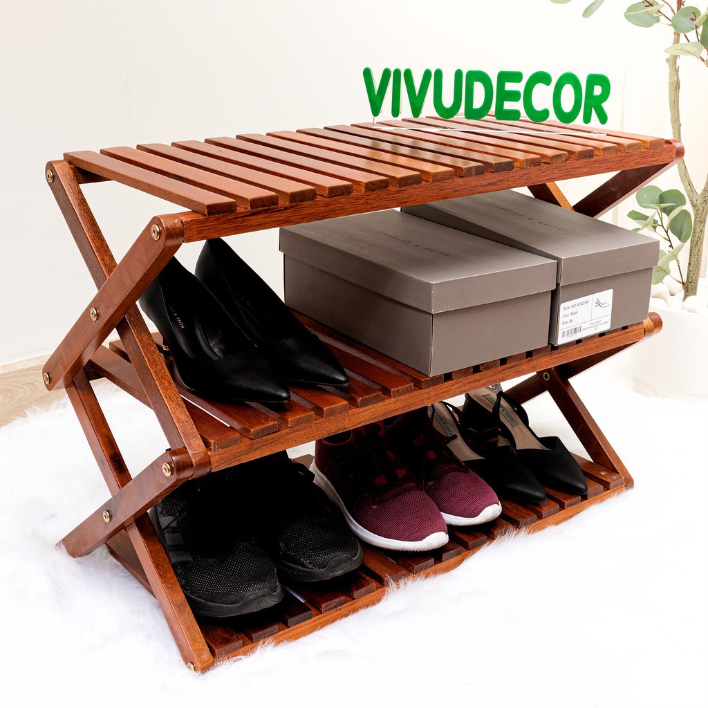 Kệ giày Vivudecor gỗ xếp decor trang trí nhà cửa chắc chắn khó bẩn tháo lắp